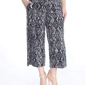 INC International Concepts Black and white Cropped Snake Print Pants